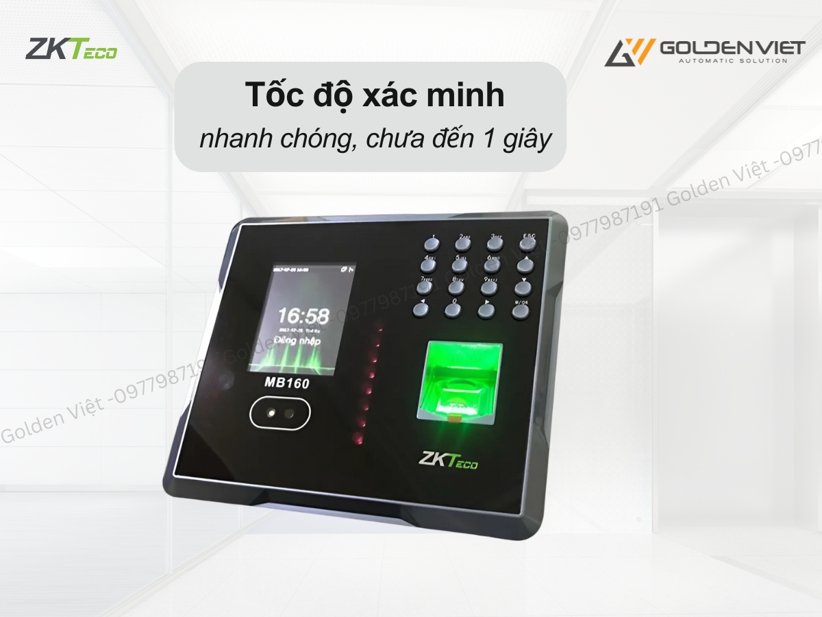 Máy chấm công ZKteco MB160 xác minh nhanh chóng