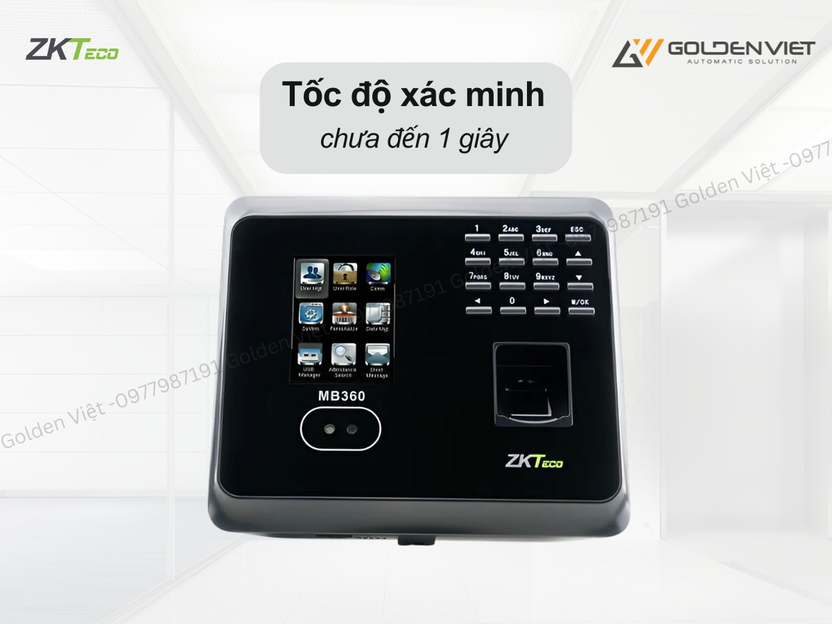 Máy chấm công ZKteco MB360 xác minh nhanh chóng