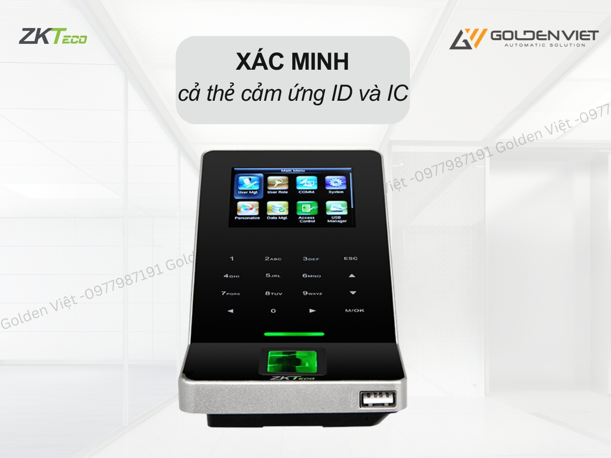 Máy chấm công thẻ cảm ứng ZKteco F22 hỗ trợ xác minh cả thẻ ID và IC