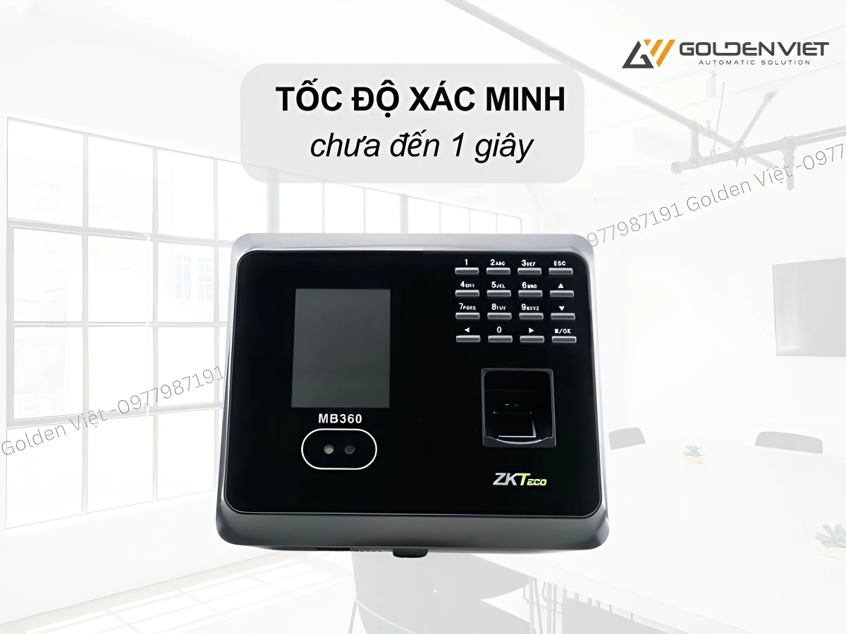 ZKteco MB360 có tốc độ xác minh nhanh chóng chưa đến 1 giây