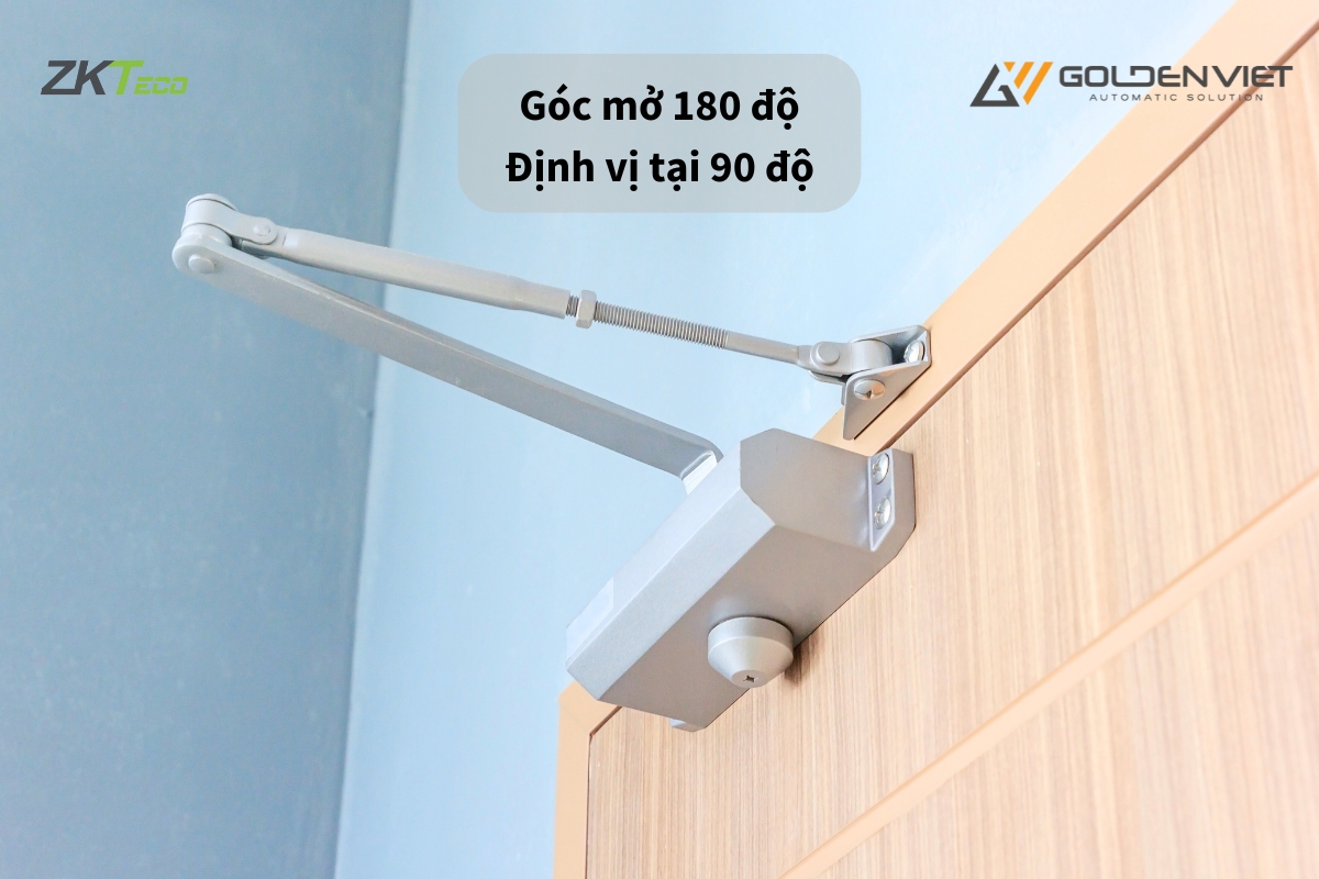 Tay co cửa ZKTeco DC80120L có góc mở 180 độ và định vị tại 90 độ