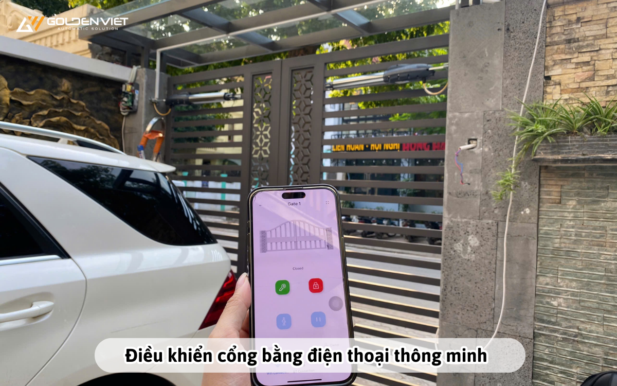 Điều khiển cổng bằng app trên điện thoại thông minh