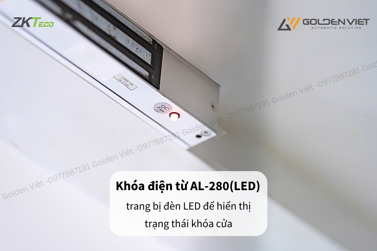 Khóa chốt điện từ AL-280 được trang bị thêm đèn LED