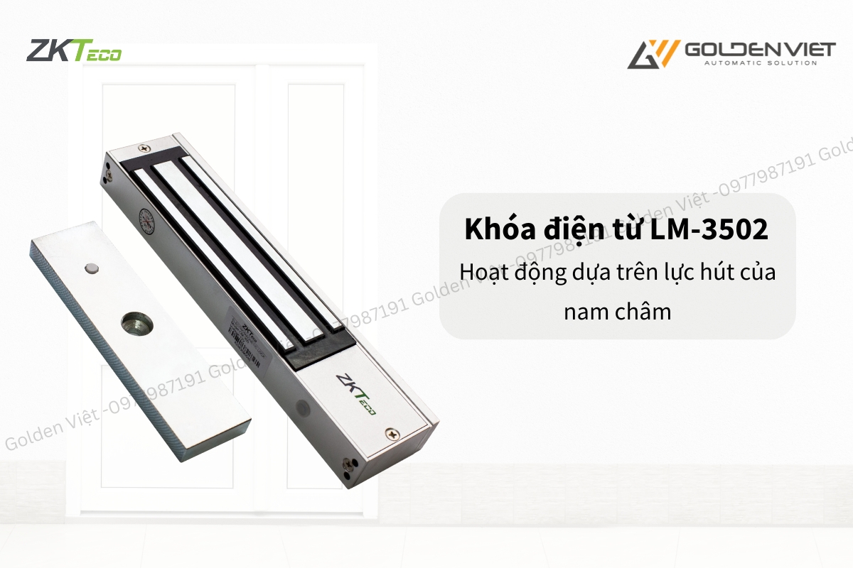 Khóa điện từ LM-3502 hoạt động dựa trên lực hút của nam châm