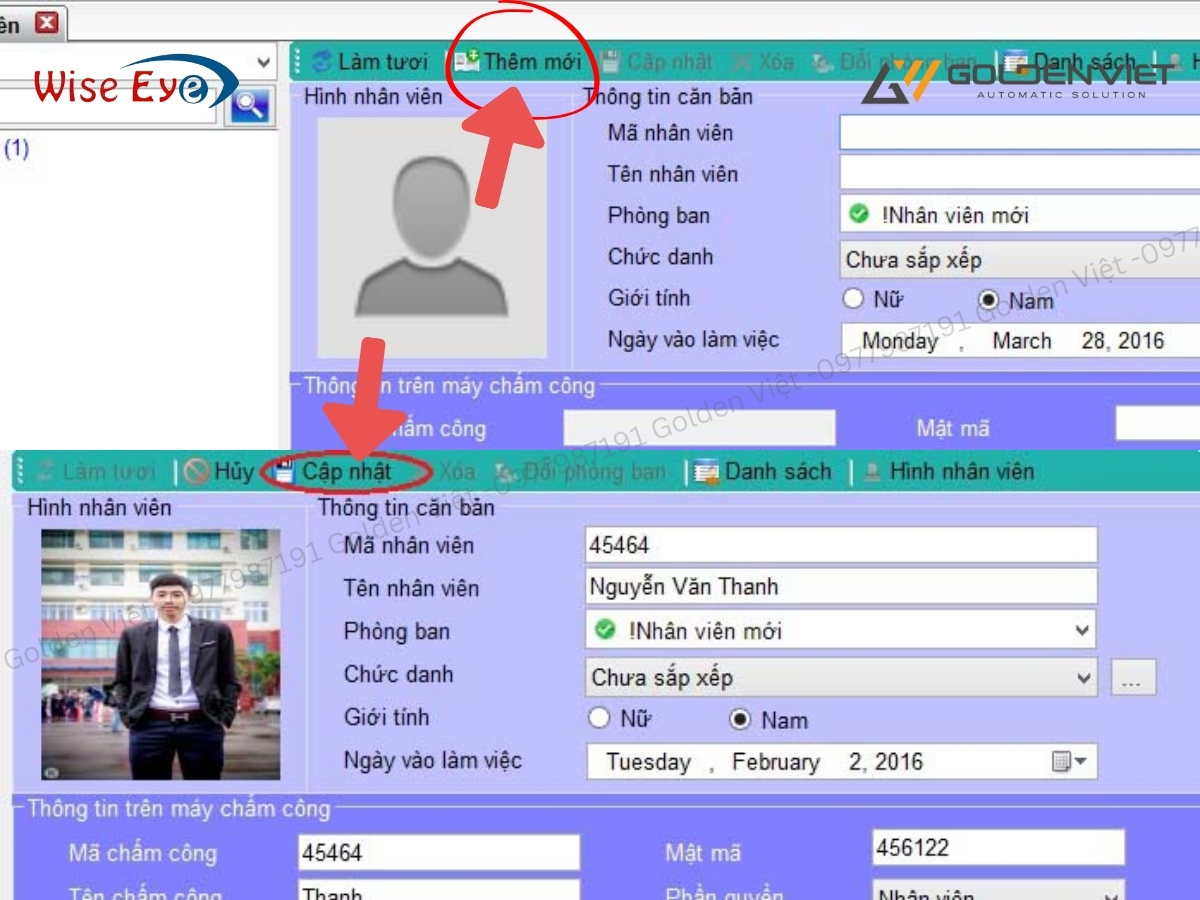 Khai báo nhân viên mới