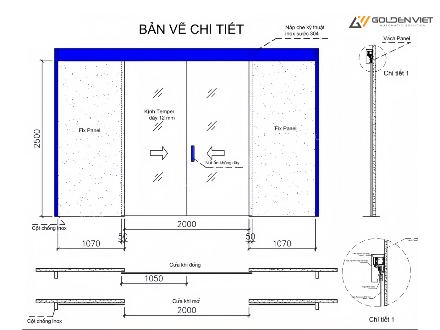 Lên bản vẽ lắp đặt cửa tự động