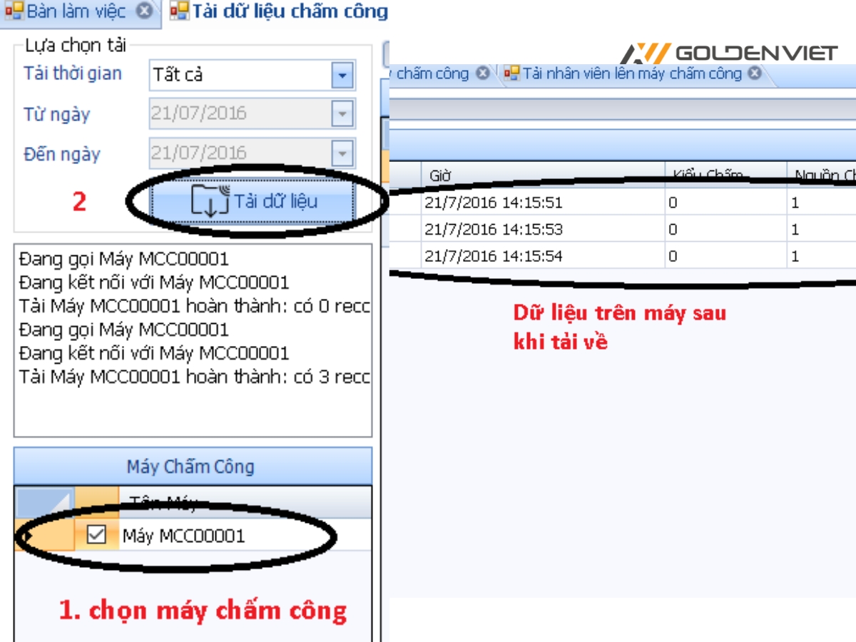 Tải dữ liệu chấm công trên phần mềm về máy tính