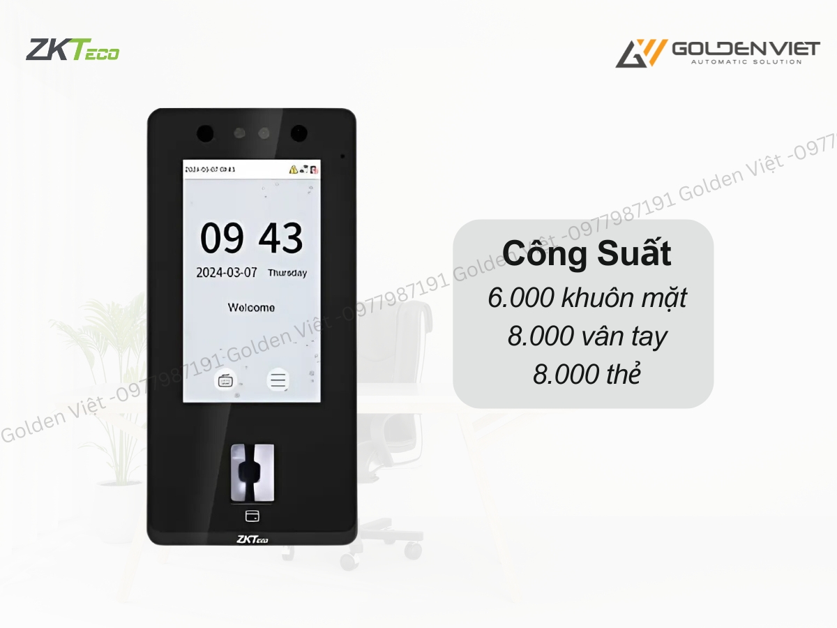 ZKteco SenseFace 4A có khả năng quản lý 6.000 khuôn mặt, 8.000 vân tay và 8.000 thẻ