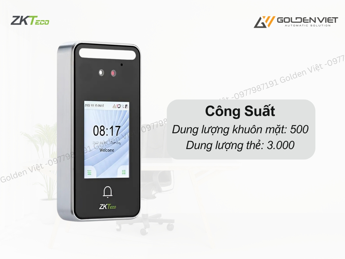 Máy chấm công khuôn mặt ZKteco V3L-Lite có công suất nhận diện 500 khuôn mặt và 3.000 thẻ