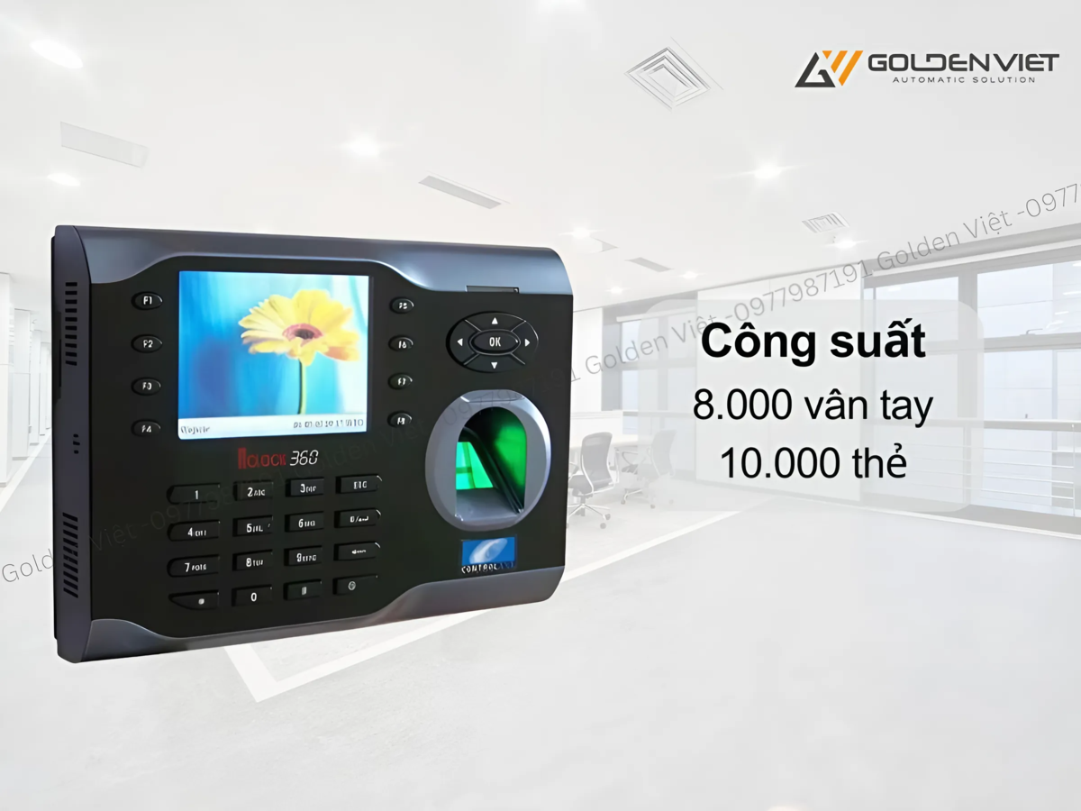 Máy chấm công vân tay Ronald Jack Iclock 360 có công suất quản lý 8.000 vân tay + 10.000 thẻ từ